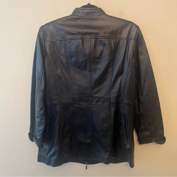 Denim & Company Black Leather Jacket Women's Size Medium Petite - Picture 5 of 5